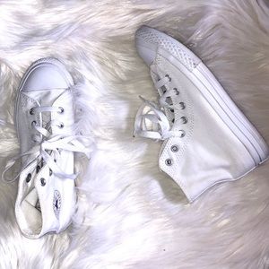 Converse all white high tops